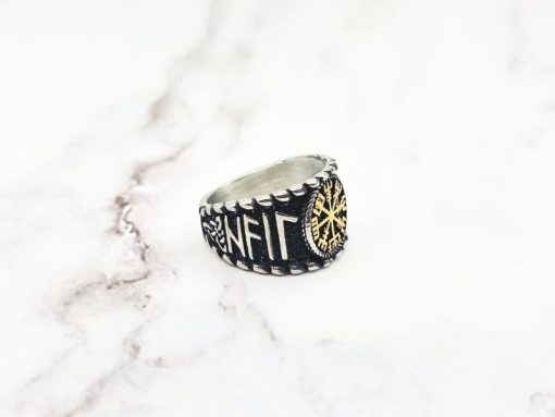 Mei's Viking ring | Nordic Shield | Stainless Steel | zilver / goud - Afbeelding 3