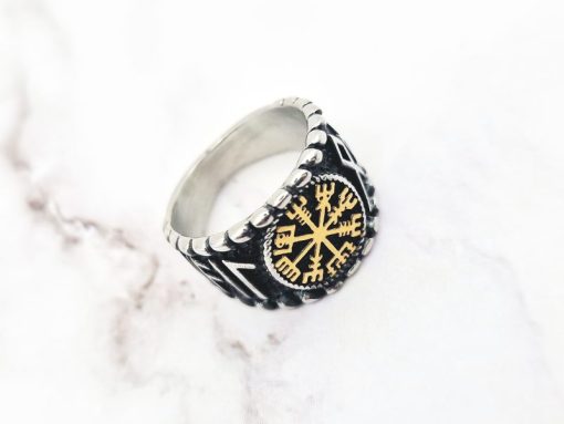 Mei's Viking ring | Nordic Shield | Stainless Steel | zilver / goud - Afbeelding 4