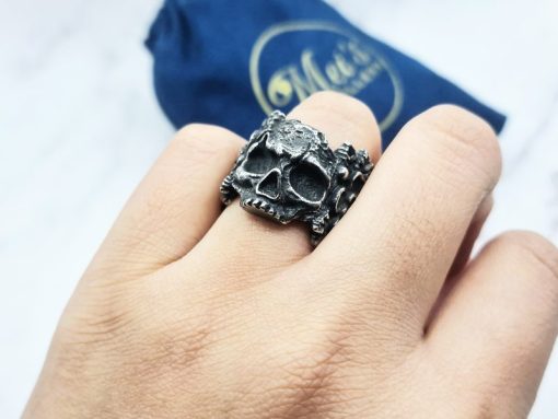 Mei's Lacy ring | Blooming Skull | Stainless Steel | zilver - Afbeelding 2