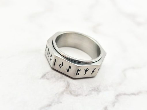 Mei's Viking ring | Rune Around | Stainless Steel | zilver / zwart - Afbeelding 3