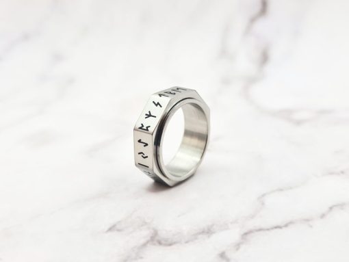 Mei's Viking ring | Rune Around | Stainless Steel | zilver / zwart - Afbeelding 4