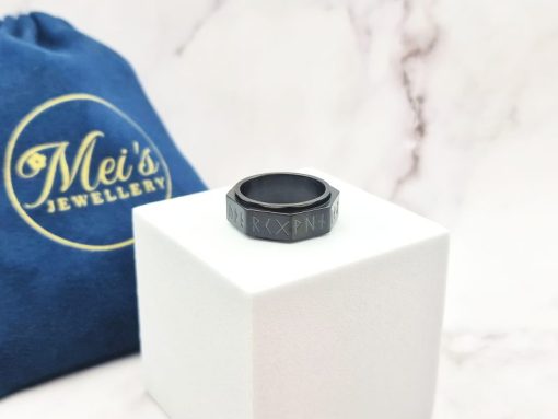 Mei's Viking ring | Rune Around | Stainless Steel | zilver / zwart - Afbeelding 5