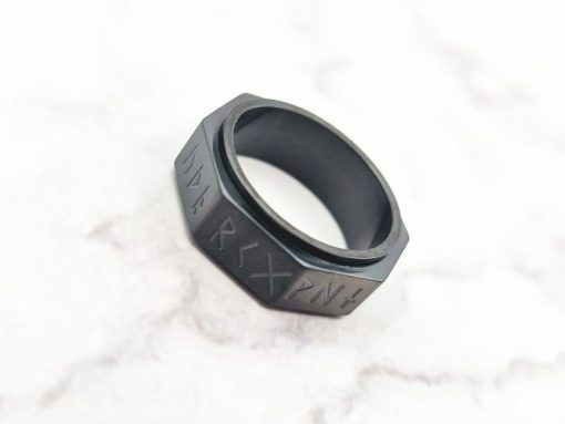 Mei's Viking ring | Rune Around | Stainless Steel | zilver / zwart - Afbeelding 6