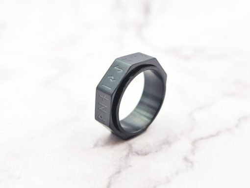 Mei's Viking ring | Rune Around | Stainless Steel | zilver / zwart - Afbeelding 7