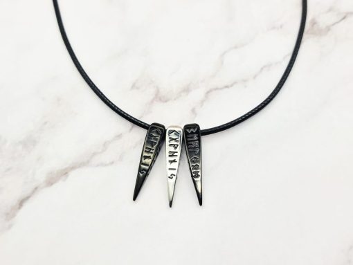 Mei's Viking ketting | Triple Runes | Stainless Steel | zilver / zwart - Afbeelding 2