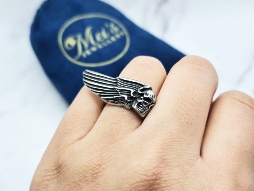 Mei's Lacy ring | Winged Skull | Stainless Steel | zilver - Afbeelding 2