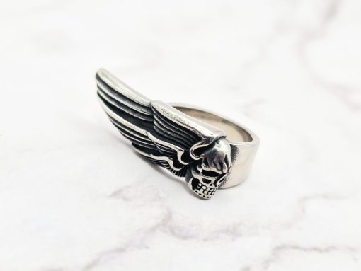 Mei's Lacy ring | Winged Skull | Stainless Steel | zilver - Afbeelding 5