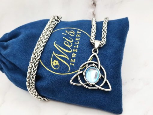 Mei's Lacy ketting | Trinity Gem | Stainless Steel | zilver / blauw