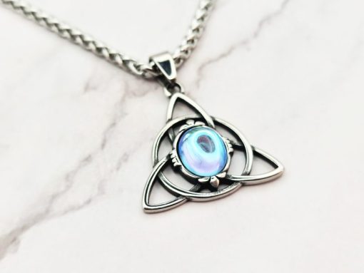 Mei's Lacy ketting | Trinity Gem | Stainless Steel | zilver / blauw - Afbeelding 2