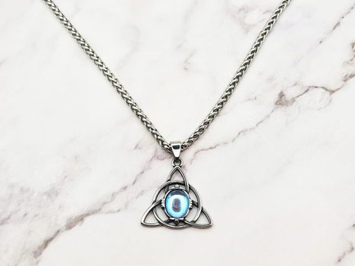 Mei's Lacy ketting | Trinity Gem | Stainless Steel | zilver / blauw - Afbeelding 3